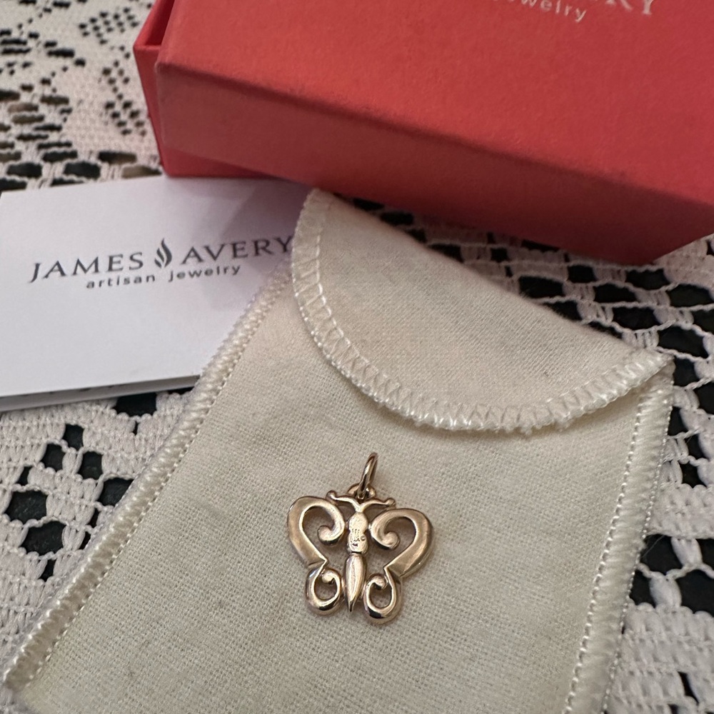 Rare & Retired James Avery 14k Yellow Gold Open Work Butterfly Charm-Pendant!!